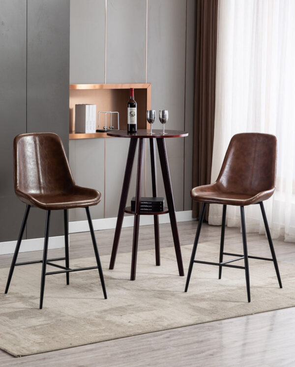 Vintage-Inspired Faux Leather Counter Stools Set of 2 - Image 6