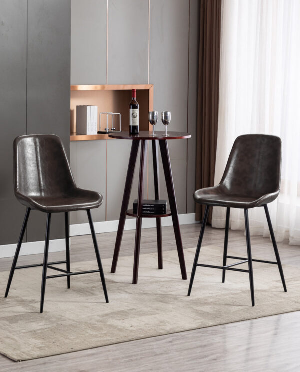 Vintage-Inspired Faux Leather Counter Stools Set of 2 - Image 7