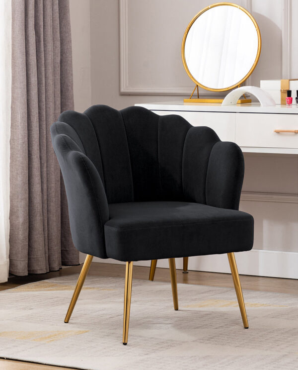 Velvet Accent Chair with Lotus Design - Image 17