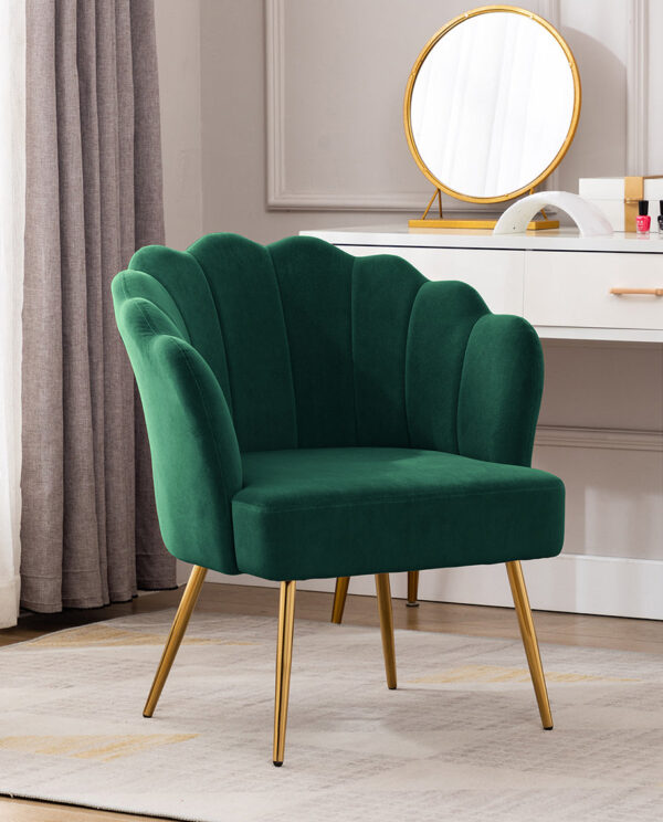 Velvet Accent Chair with Lotus Design - Image 3