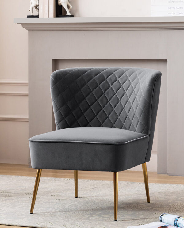 Vintage Velvet Armless Chair