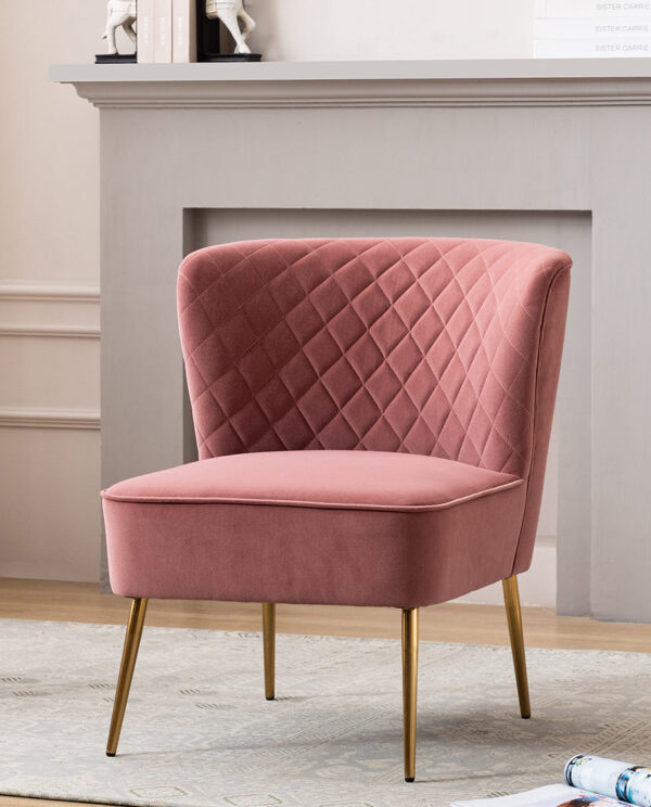 Vintage Velvet Armless Chair - Image 8