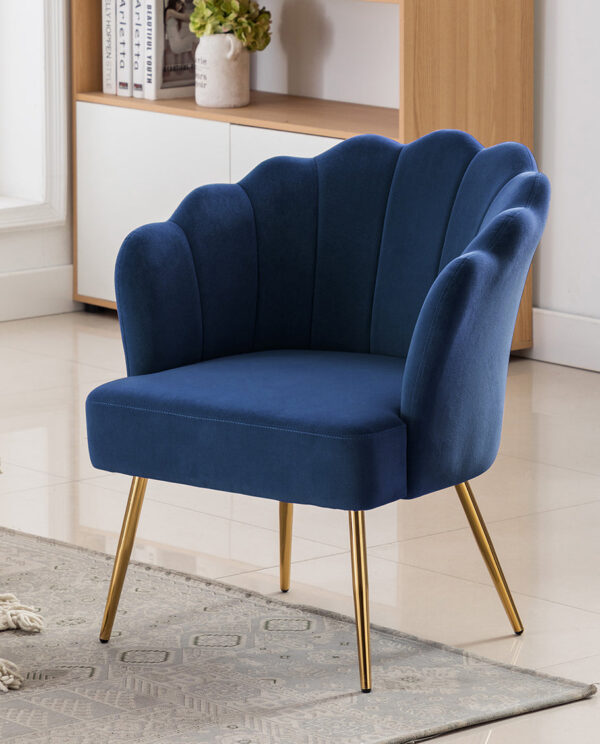 Velvet Accent Chair with Lotus Design - Image 8