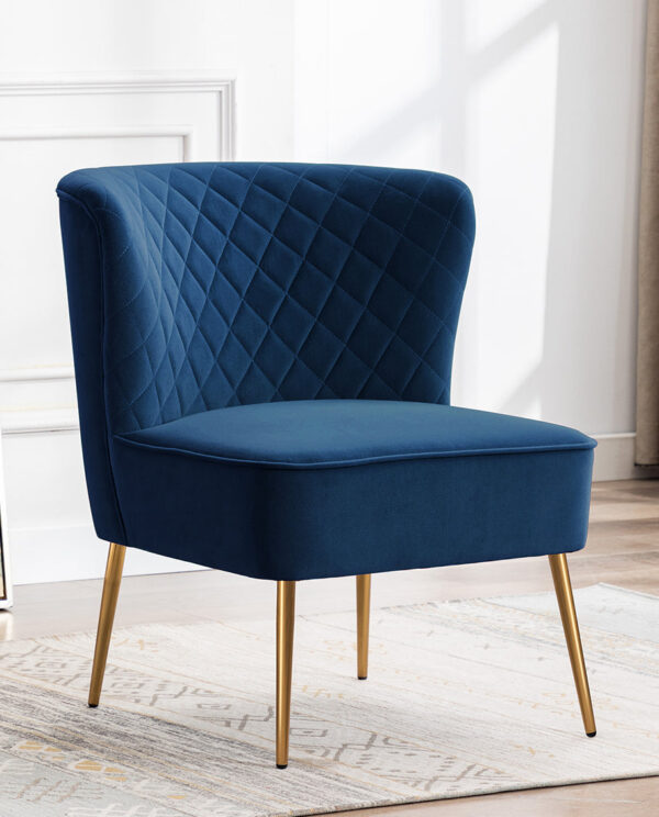 Vintage Velvet Armless Chair - Image 7
