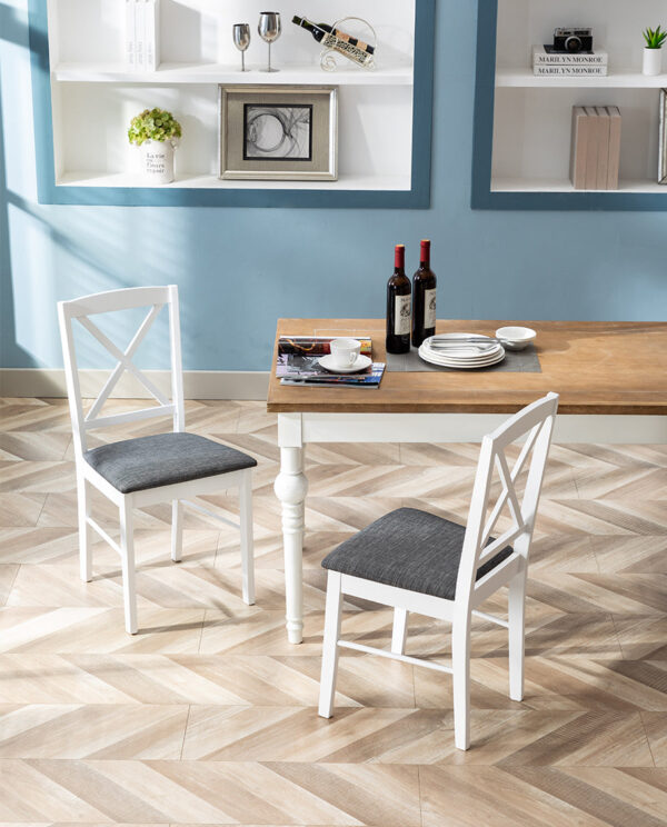 Wooden Cross Back Dining Chairs Set of 2 - Image 10