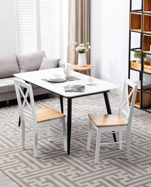 Wooden Cross Back Dining Chairs Set of 2 - Image 13