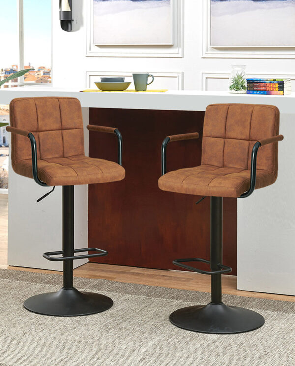 Rustic Adjustable Swivel Bar Stools Set of 2 - Image 3