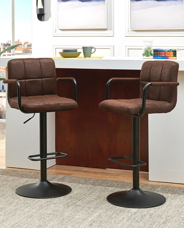 Rustic Adjustable Swivel Bar Stools Set of 2 - Image 4