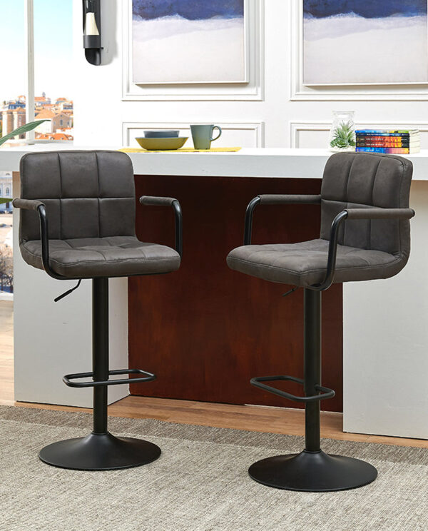 Rustic Adjustable Swivel Bar Stools Set of 2 - Image 6