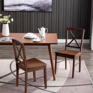 Wooden Cross Back Dining Chairs Set of 2