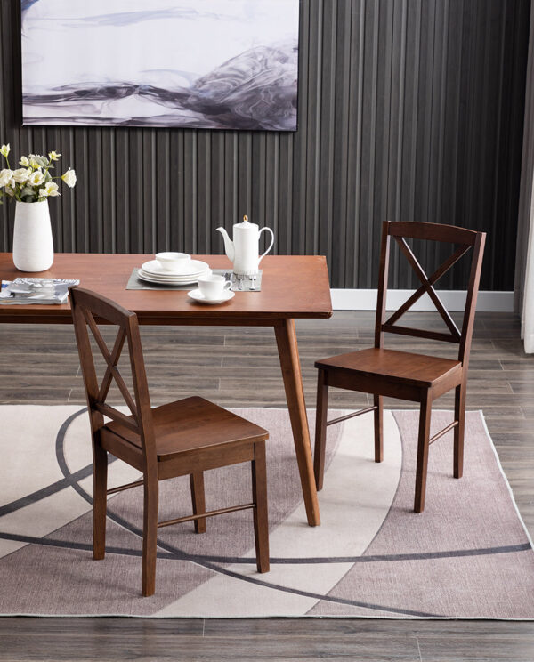 Wooden Cross Back Dining Chairs Set of 2