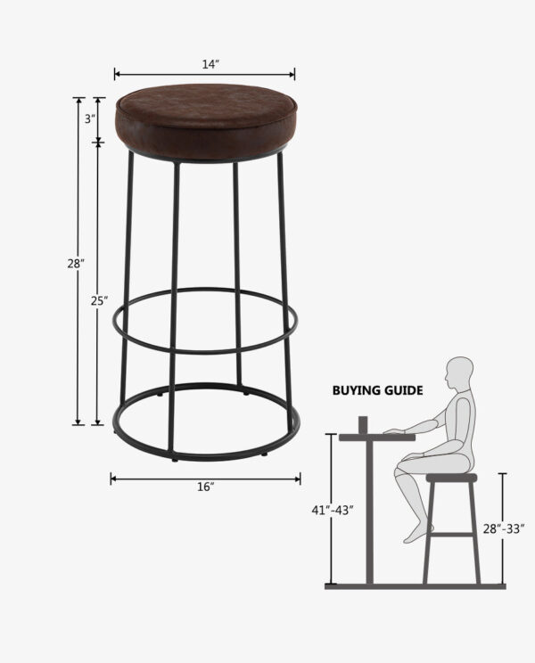 Round Bar Stools Set of 2 - Image 5