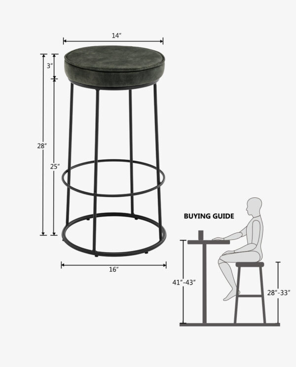 Round Bar Stools Set of 2 - Image 2