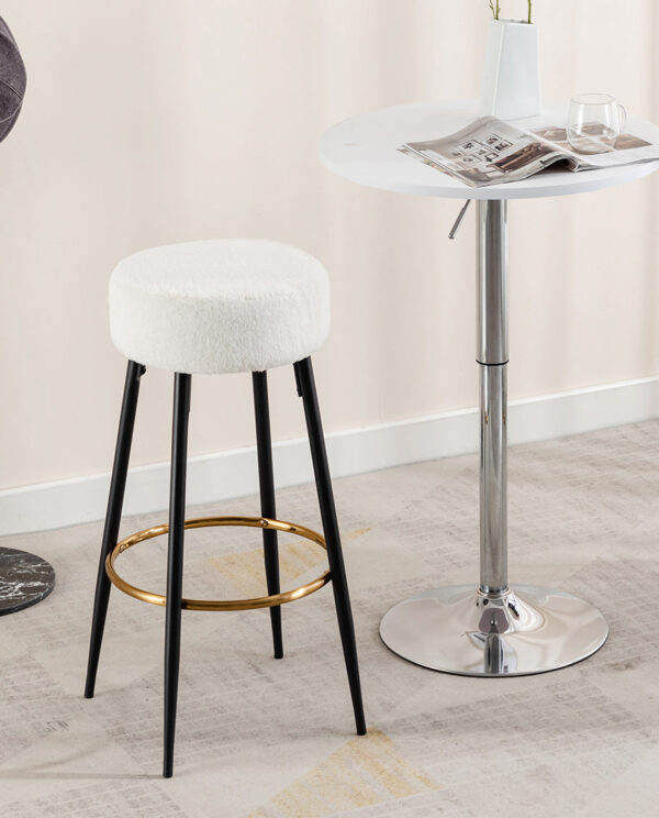 Soft Faux Fur Bar Stools Set of 2 - Image 3