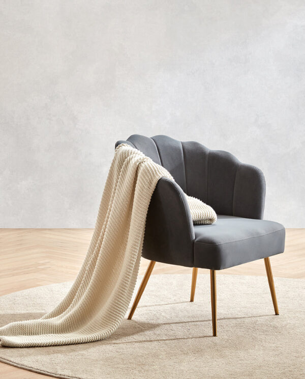 Velvet Accent Chair with Lotus Design - Image 15