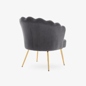 Velvet Accent Chair with Lotus Design