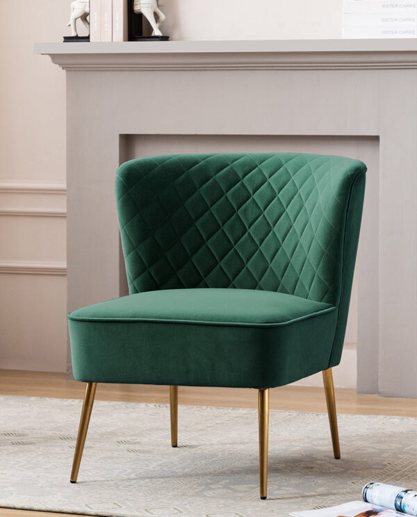 Vintage Velvet Armless Chair - Image 14
