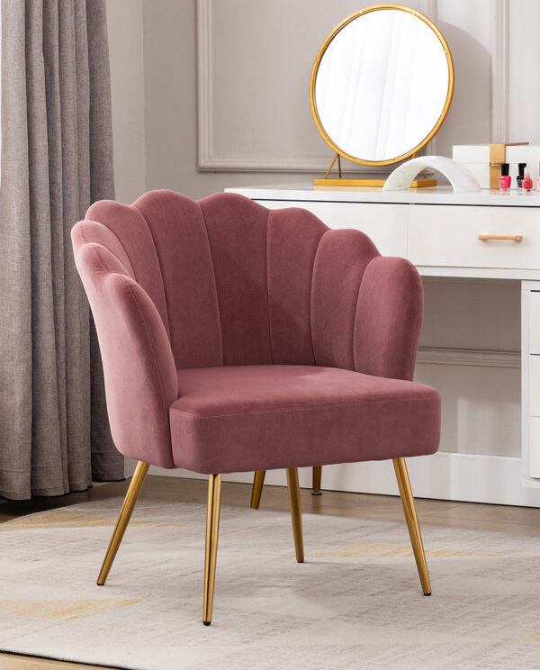 Velvet Accent Chair with Lotus Design - Image 9