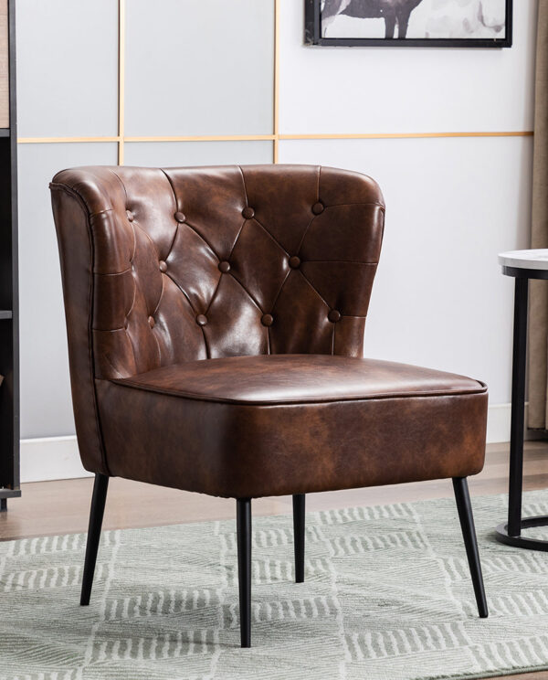 Vintage-Inspired Faux Leather Slipper Chair - Image 4